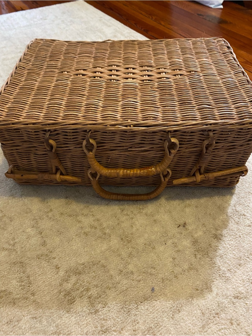 Wicker Picnic Basket Storage Case - Natural Brown